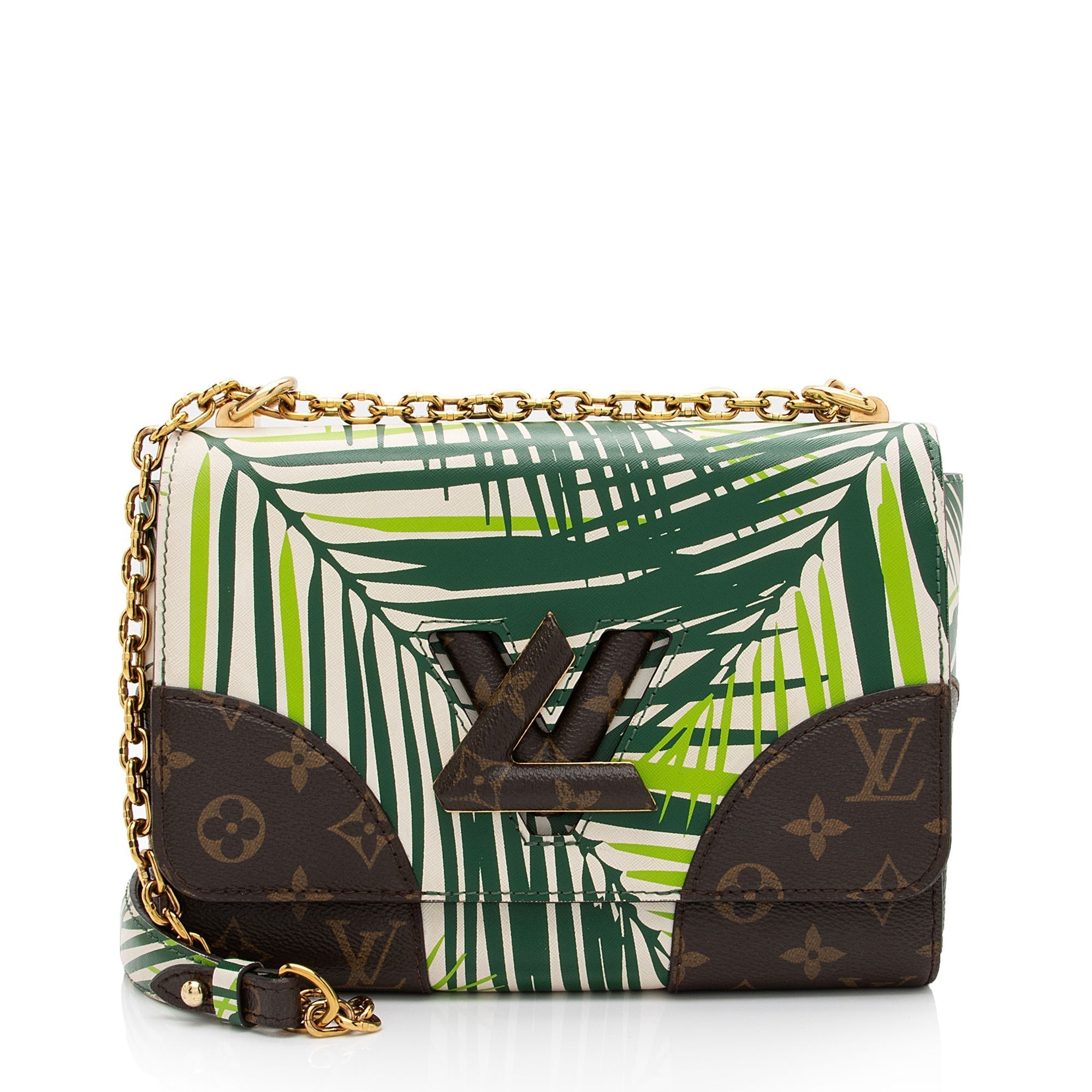 Louis Vuitton Coated Canvas Palm Twist MM Shoulder Bag (SHF-JaIdPa)