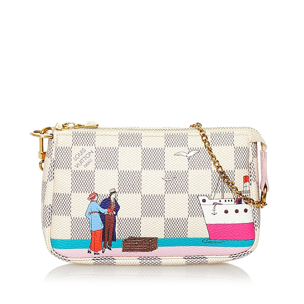 Louis Vuitton Damier Azur Pochette Accessories Illustre Transatlantic (SHG-37819)
