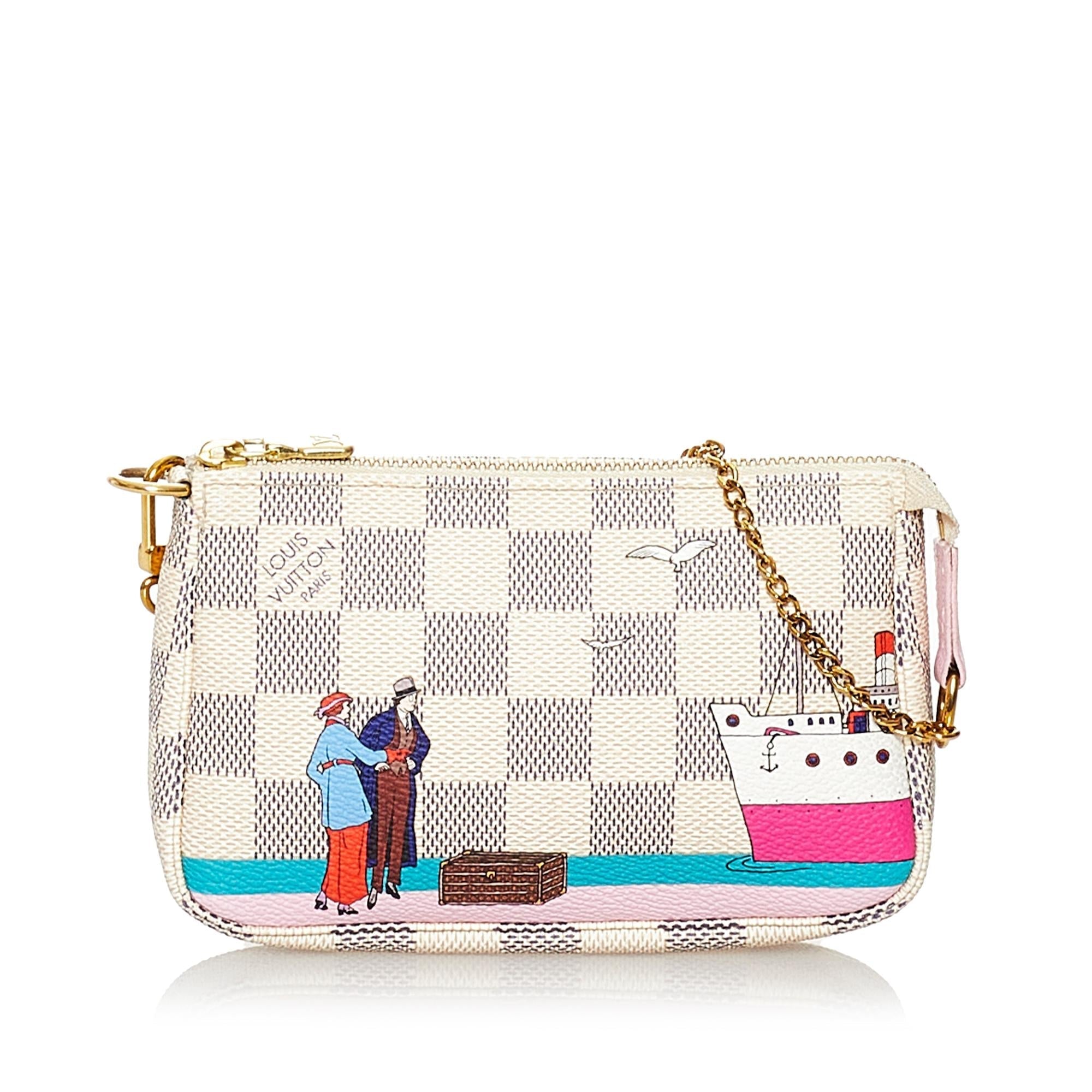 Louis Vuitton Damier Azur Pochette Accessories Illustre Transatlantic (SHG-37819)