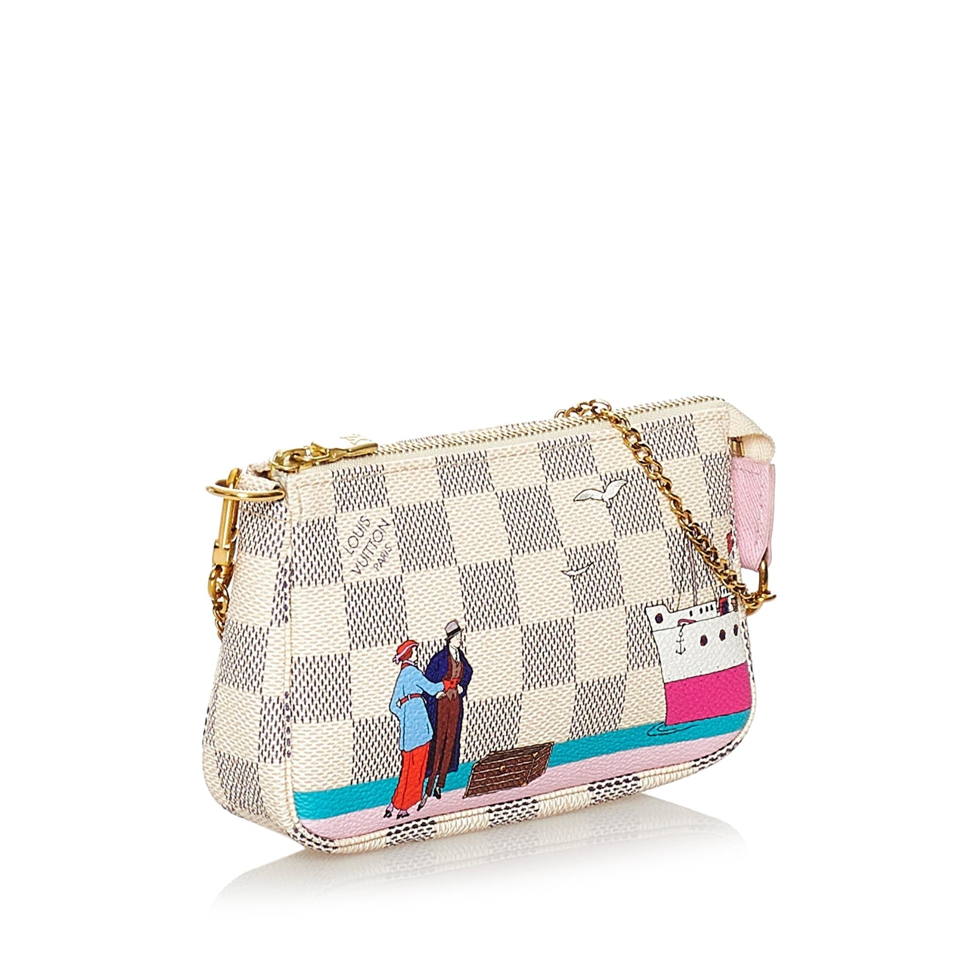 Louis Vuitton Damier Azur Pochette Accessories Illustre Transatlantic (SHG-37819)