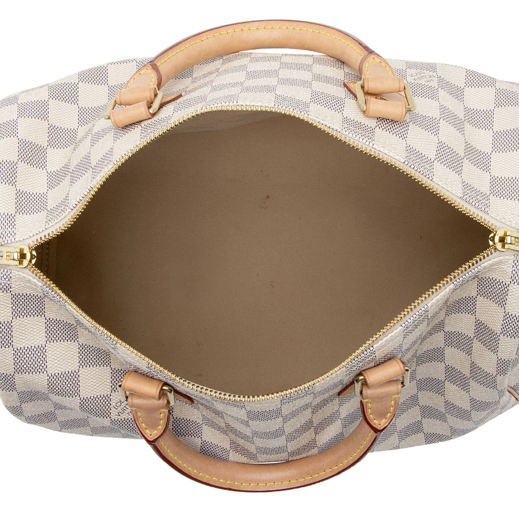 Louis Vuitton Damier Azur Speedy Bandouliere 30 Satchel (SHF-f3mAUf)
