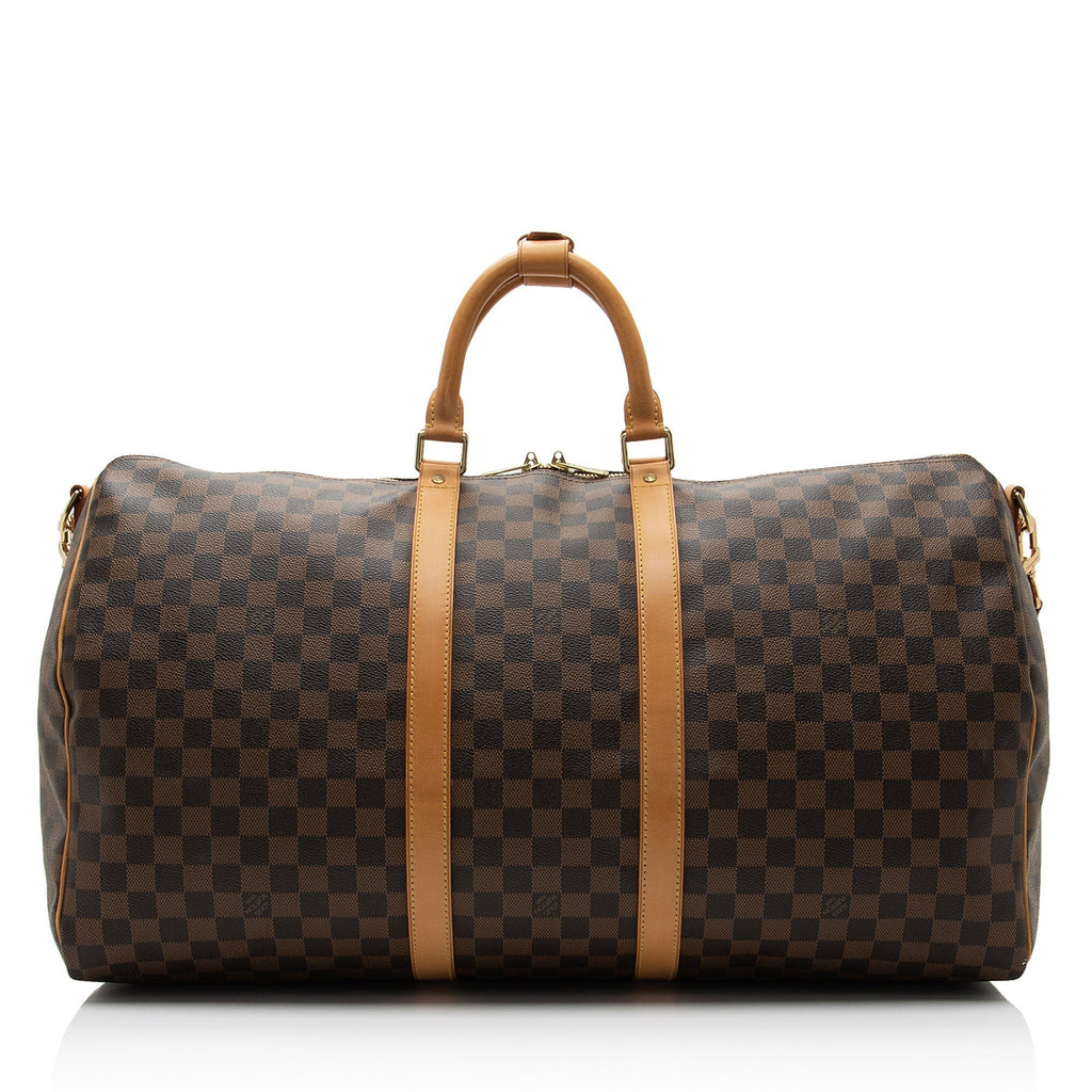 Louis Vuitton Damier Ebene Keepall Bandouliere 55 Duffle Bag