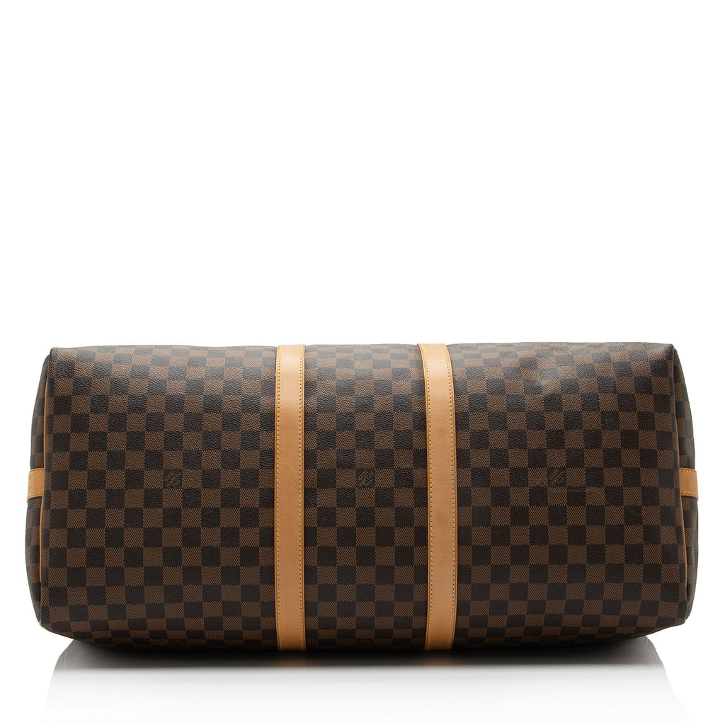 Louis Vuitton Damier Ebene Keepall Bandouliere 55 Duffle Bag