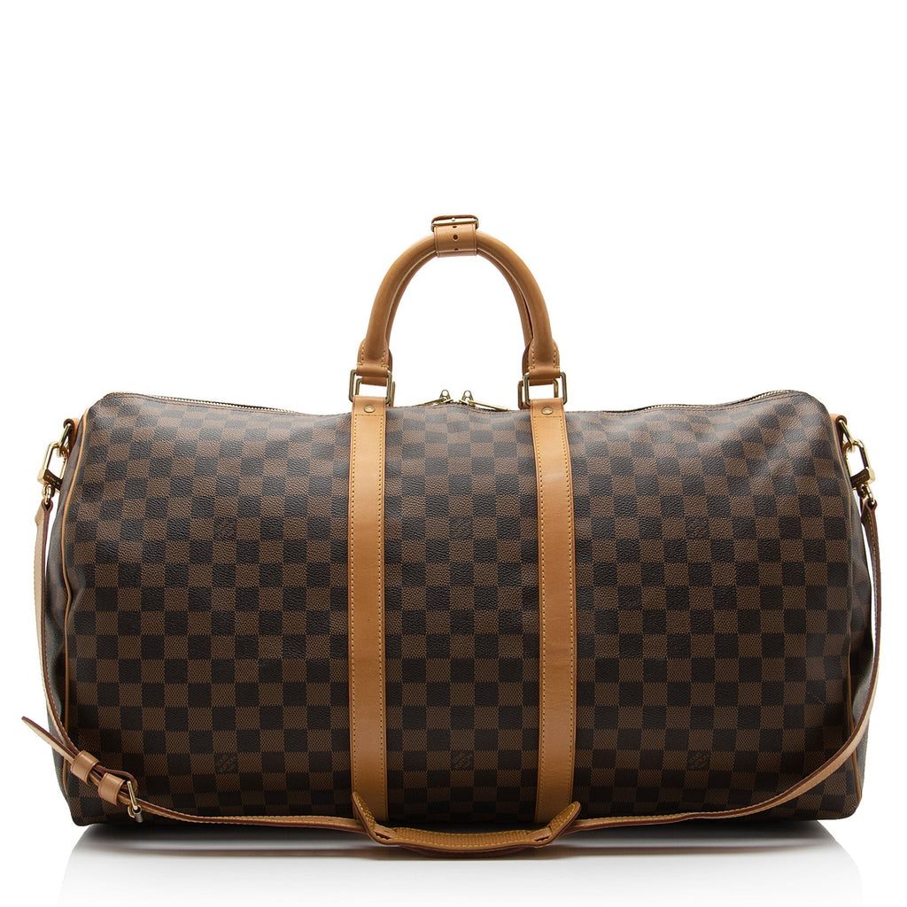 Louis Vuitton Damier Ebene Keepall Bandouliere 55 Duffle Bag
