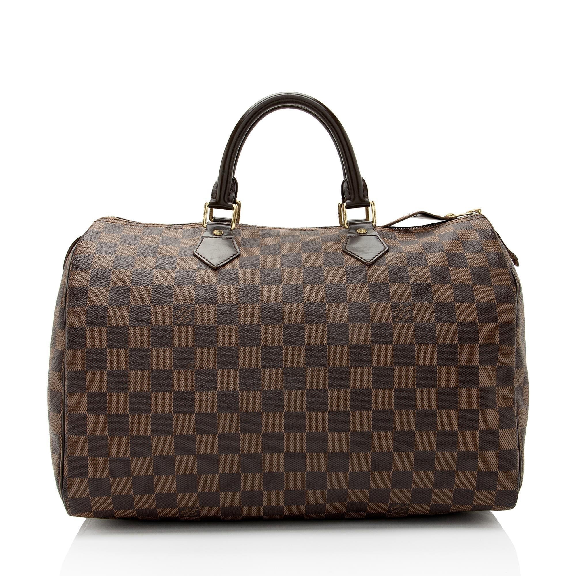 Louis Vuitton Damier Ebene Speedy 35 Satchel (SHF-ornY4j)