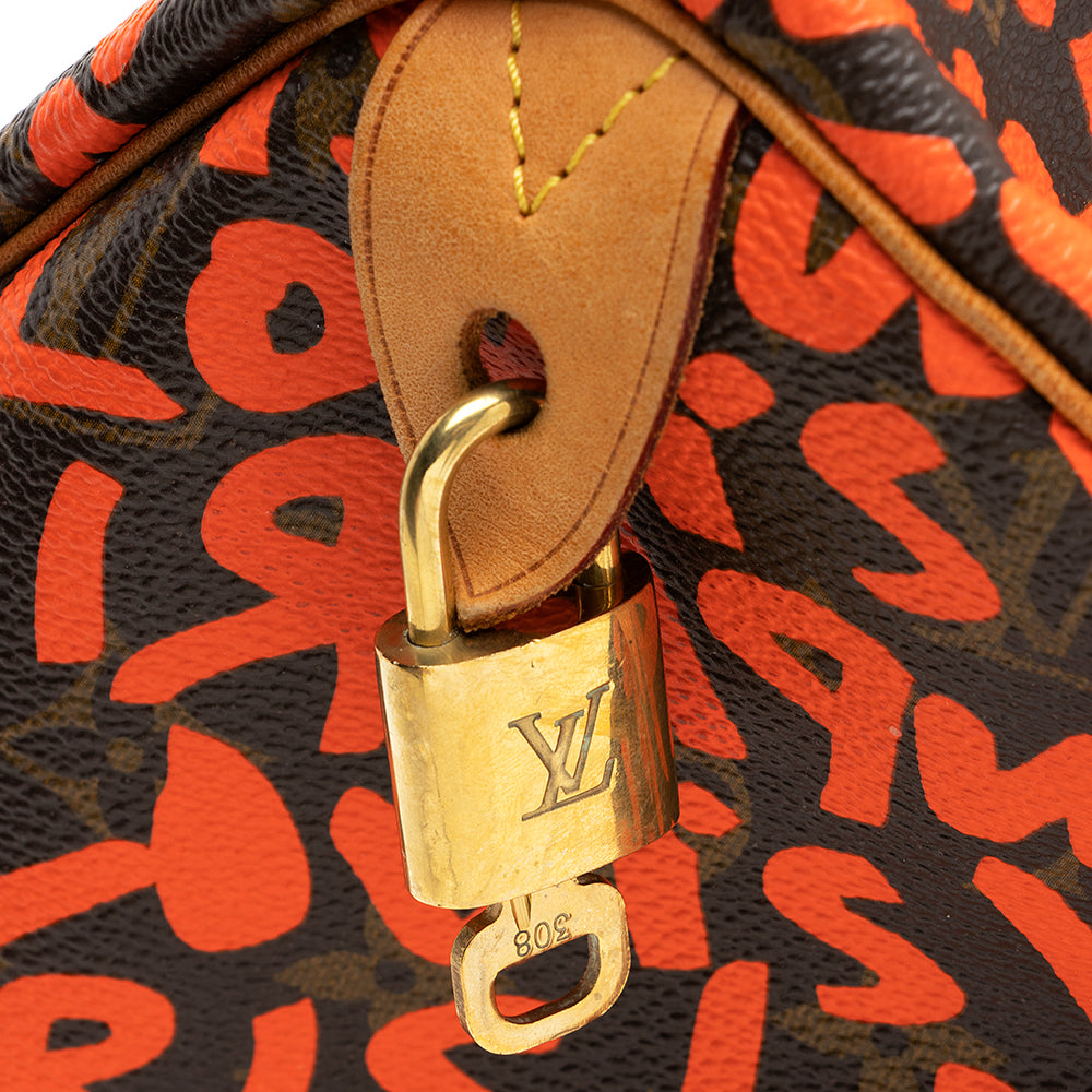 Louis Vuitton Limited Edition Monogram Graffiti Speedy 30 Satchel (SHF-20369)