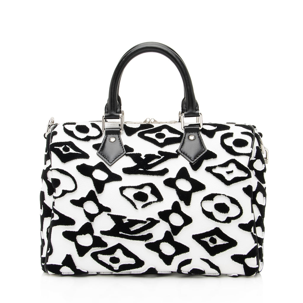 Louis Vuitton Limited Edition Tufted Monogram Canvas Urs Fischer Speedy Bandouliere 25 Satchel (SHF-23866)