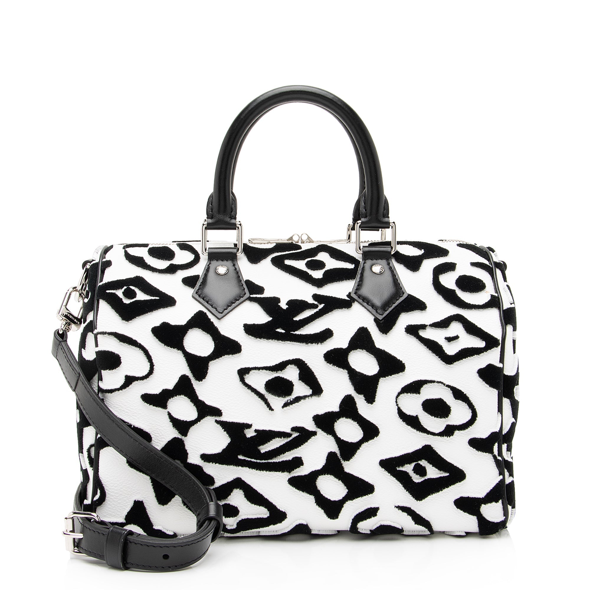Louis Vuitton Limited Edition Tufted Monogram Canvas Urs Fischer Speedy Bandouliere 25 Satchel (SHF-23866)