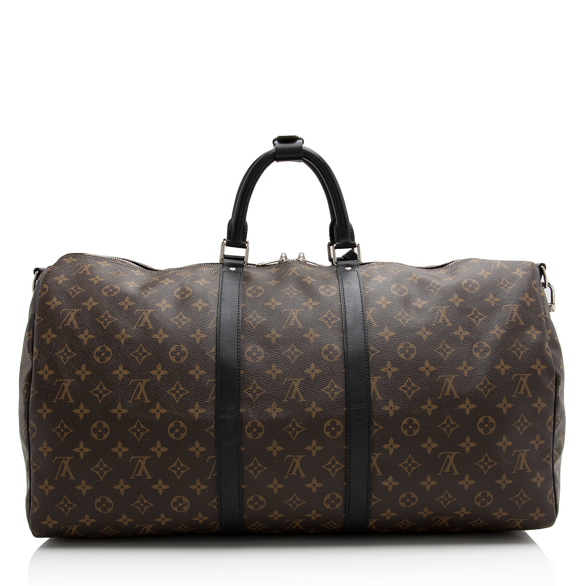 Louis Vuitton Monogram Canvas Macassar Keepall Bandouliere 55 Duffle Bag (SHF-22191)