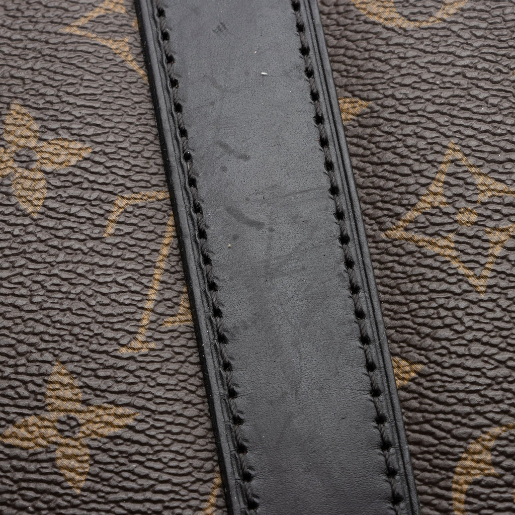 Louis Vuitton Monogram Canvas Macassar Keepall Bandouliere 55 Duffle Bag (SHF-22191)