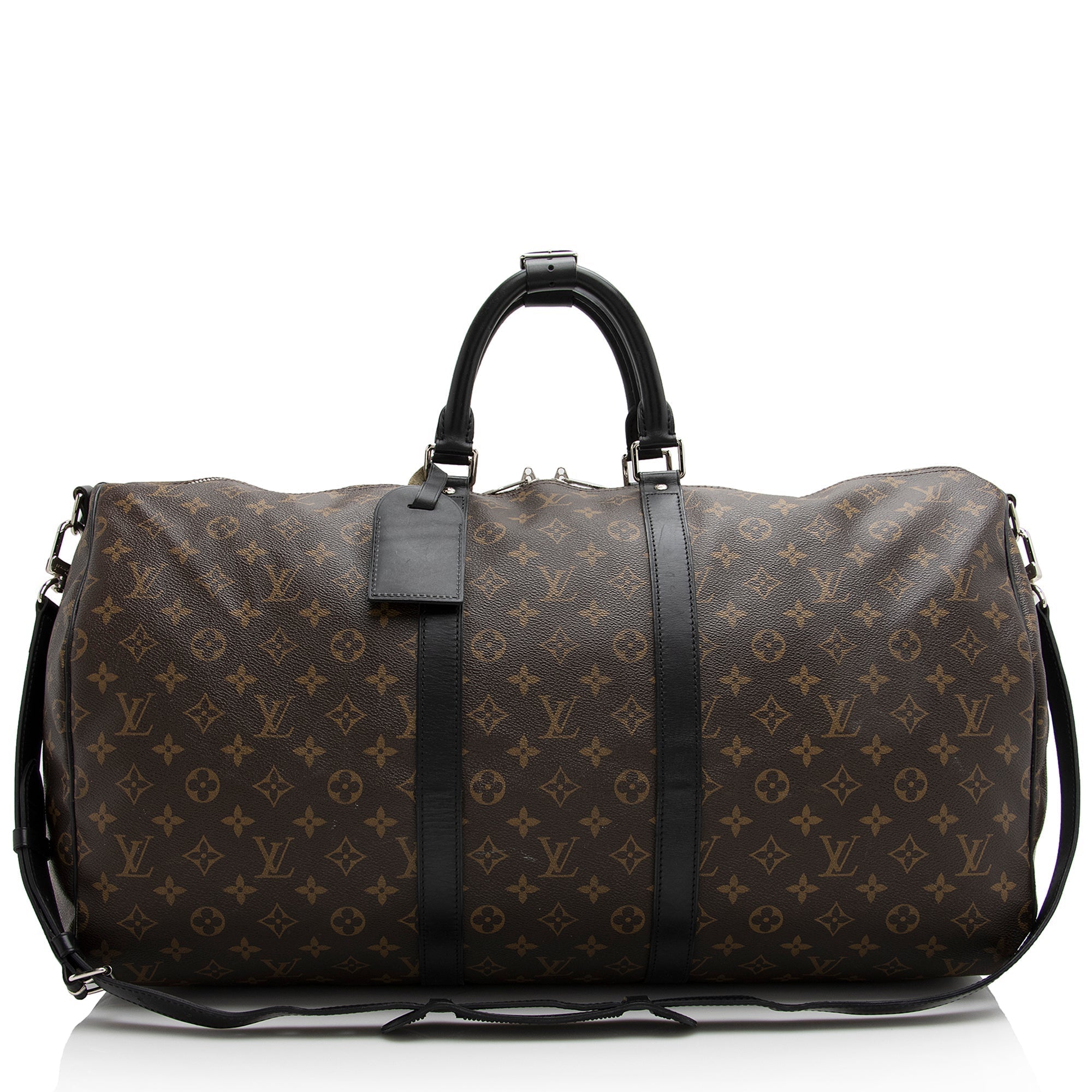 Louis Vuitton Monogram Canvas Macassar Keepall Bandouliere 55 Duffle Bag (SHF-22191)