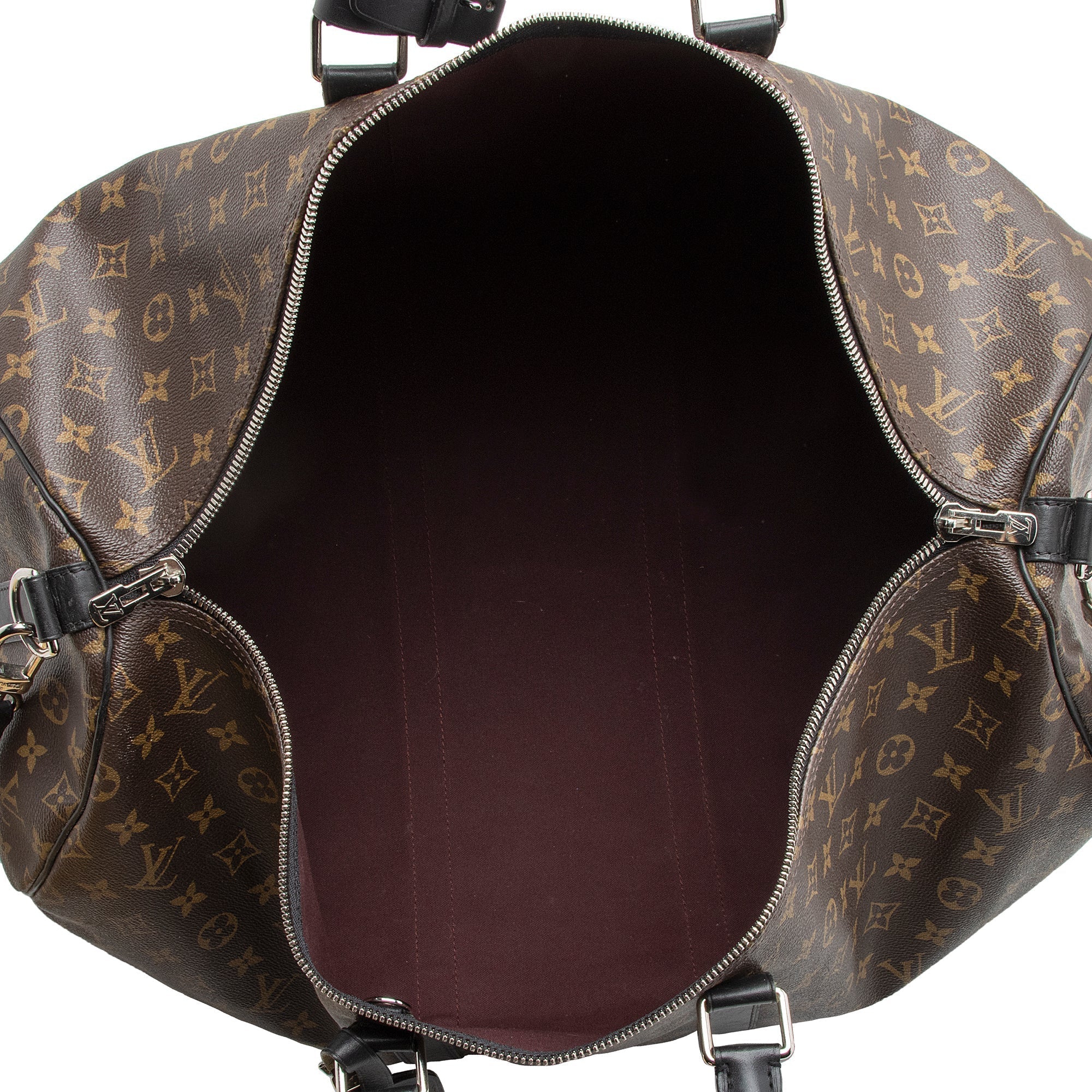 Louis Vuitton Monogram Canvas Macassar Keepall Bandouliere 55 Duffle Bag (SHF-22191)