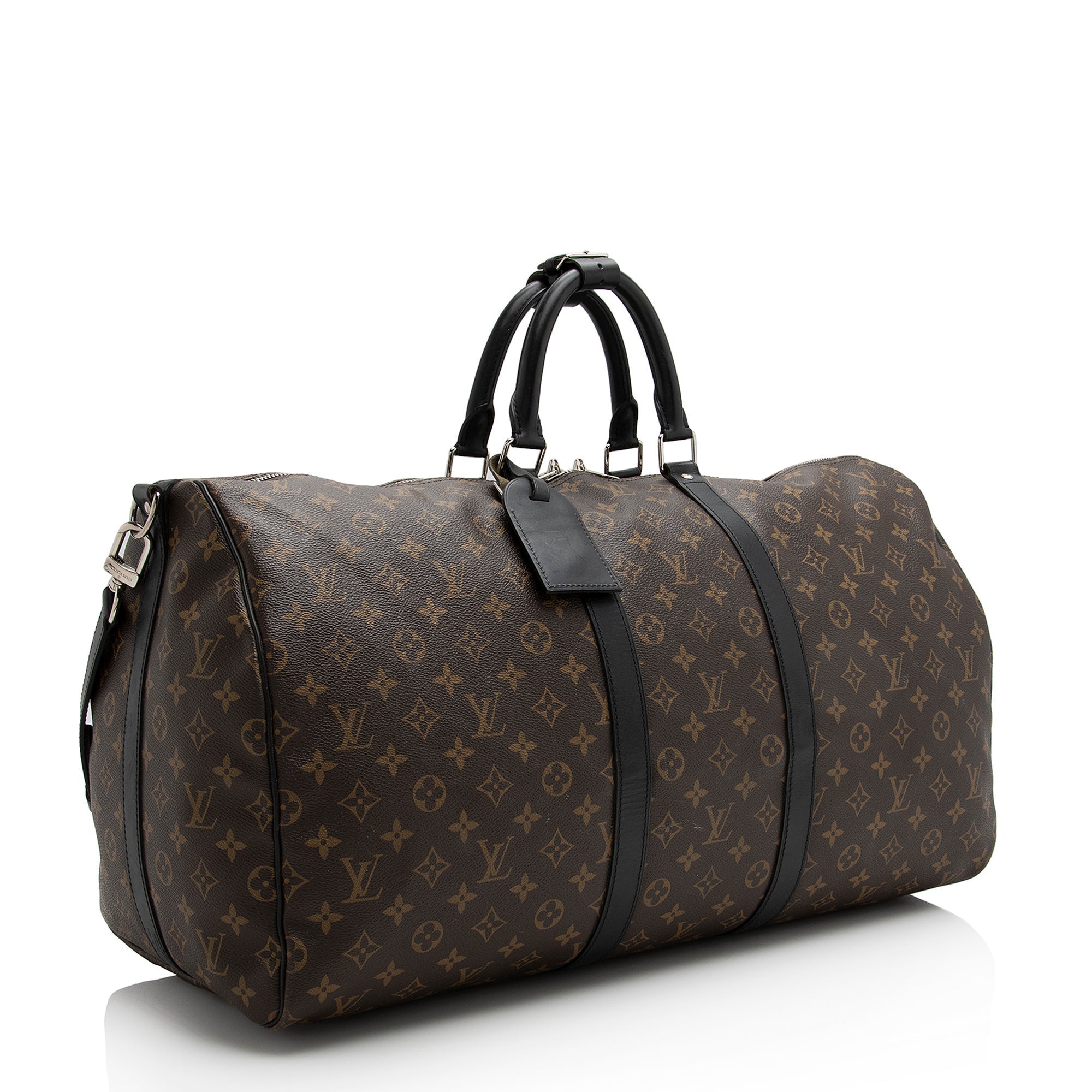 Louis Vuitton Monogram Canvas Macassar Keepall Bandouliere 55 Duffle Bag (SHF-22191)