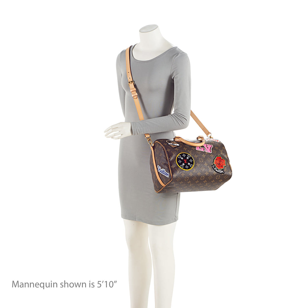 Louis Vuitton Monogram Canvas Patches Speedy Bandouliere 30 Satchel (SHF-Vfe38r)