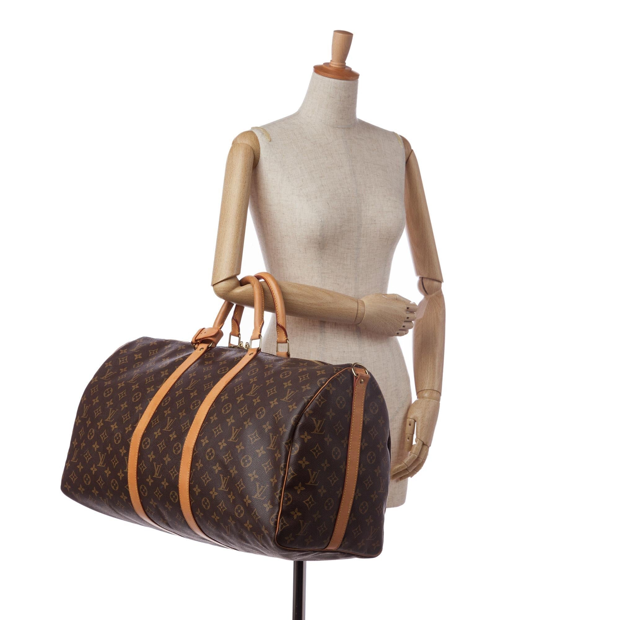 Louis Vuitton Monogram Keepall Bandouliere 55 (SHG-35116)