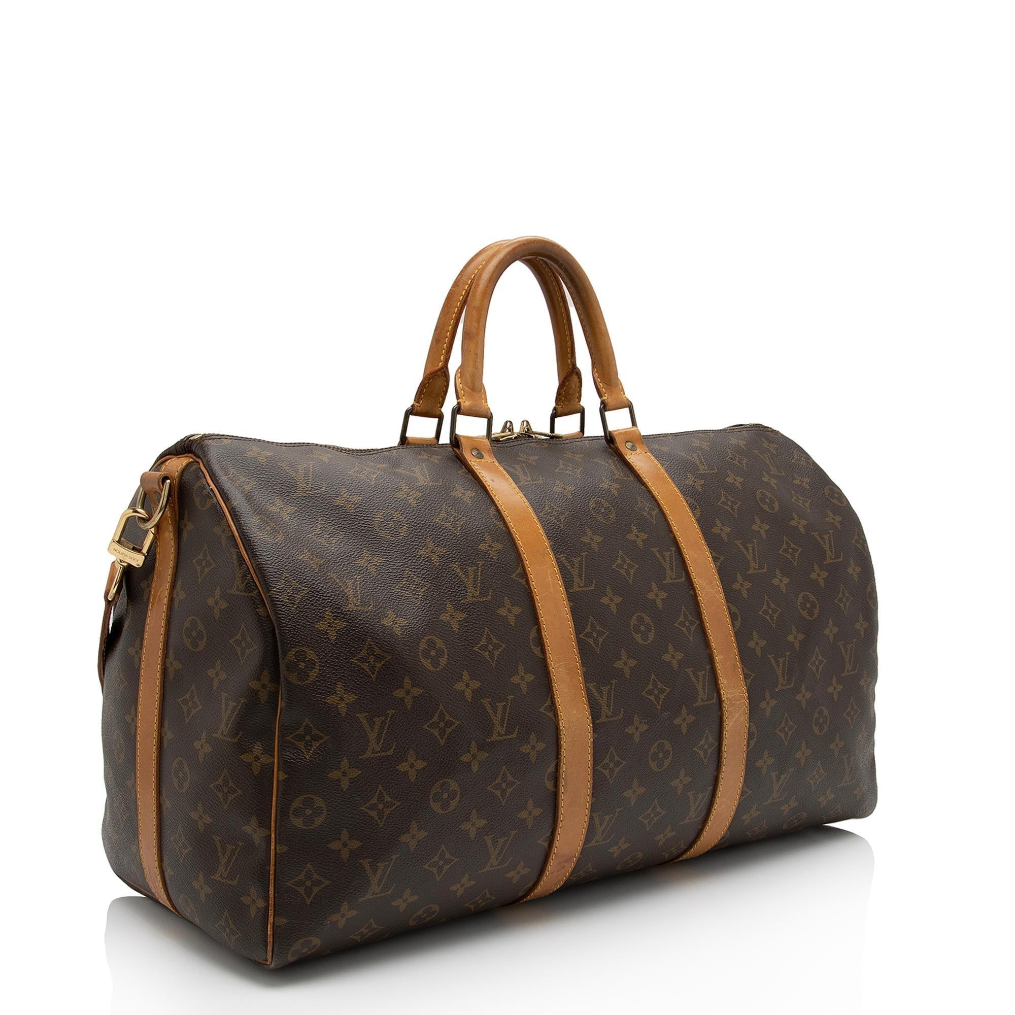 Louis Vuitton Vintage Monogram Canvas Keepall Bandouliere 50 Duffle Bag (SHF-RB8b0U)