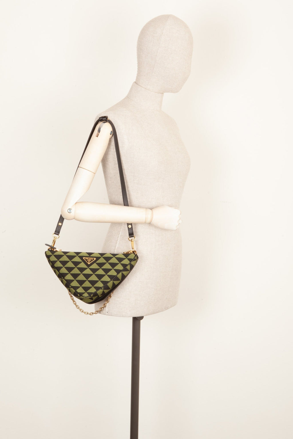 PRADA Double Triangle Bag Leather & Fabric