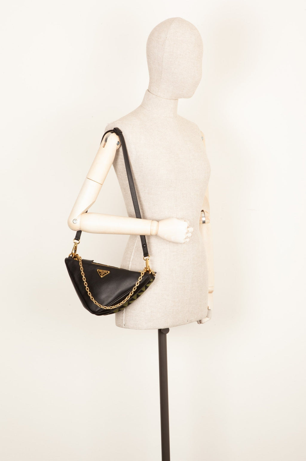 PRADA Double Triangle Bag Leather & Fabric