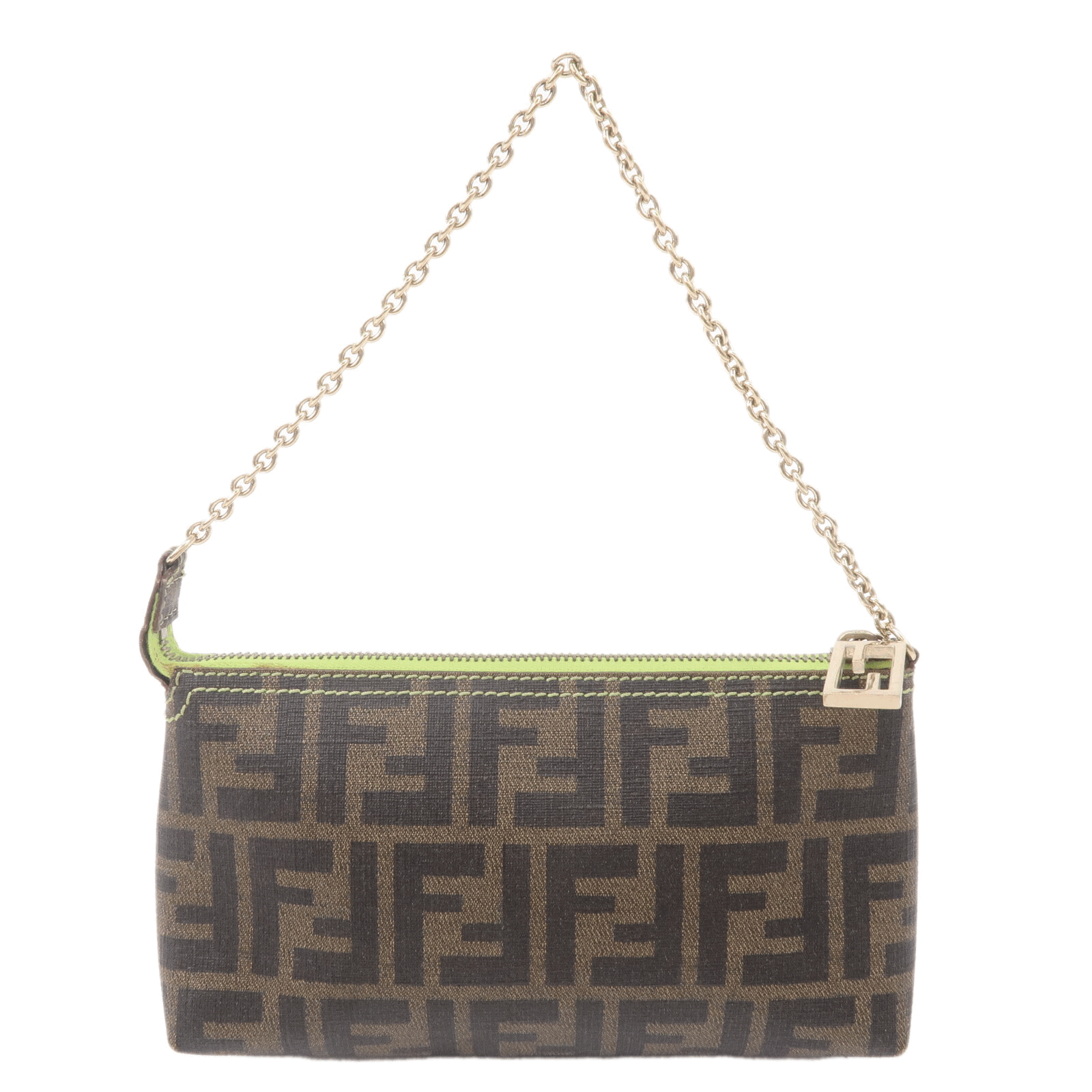 FENDI Zucca Print PVC Accessory Pouch Bag Khaki Green 8BR592