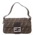 FENDI Zucca Mamma Baguette Canvas Leather Shoulder Bag 29424