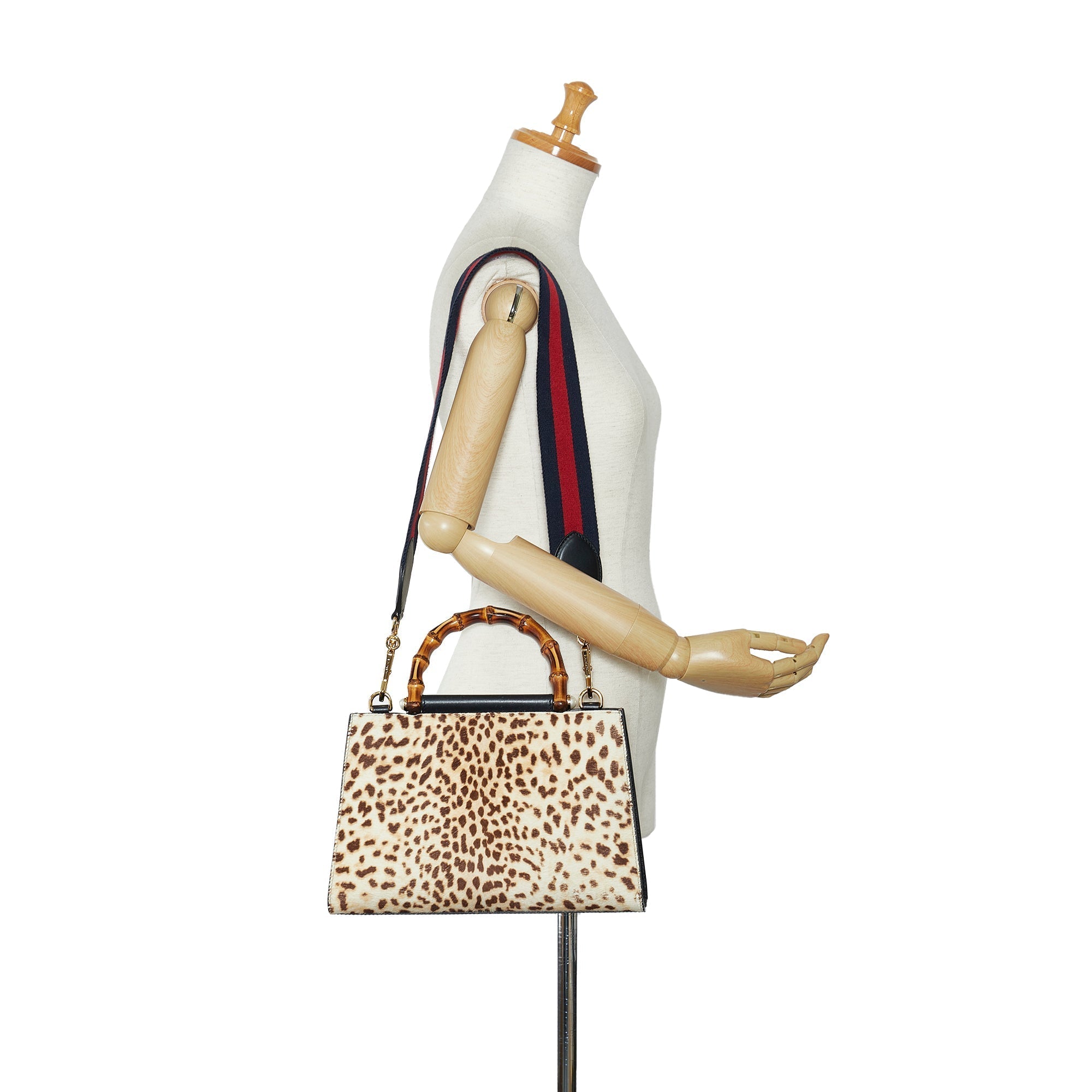 GUCCI Small Bamboo Nymphaea Pony Hair Satchel