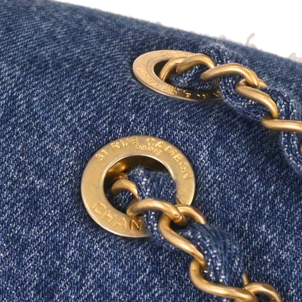 Chanel 2019 Blue Denim White Shearling Paris-New York Hieroglyph Maxi Flap Bag Gold Hardware