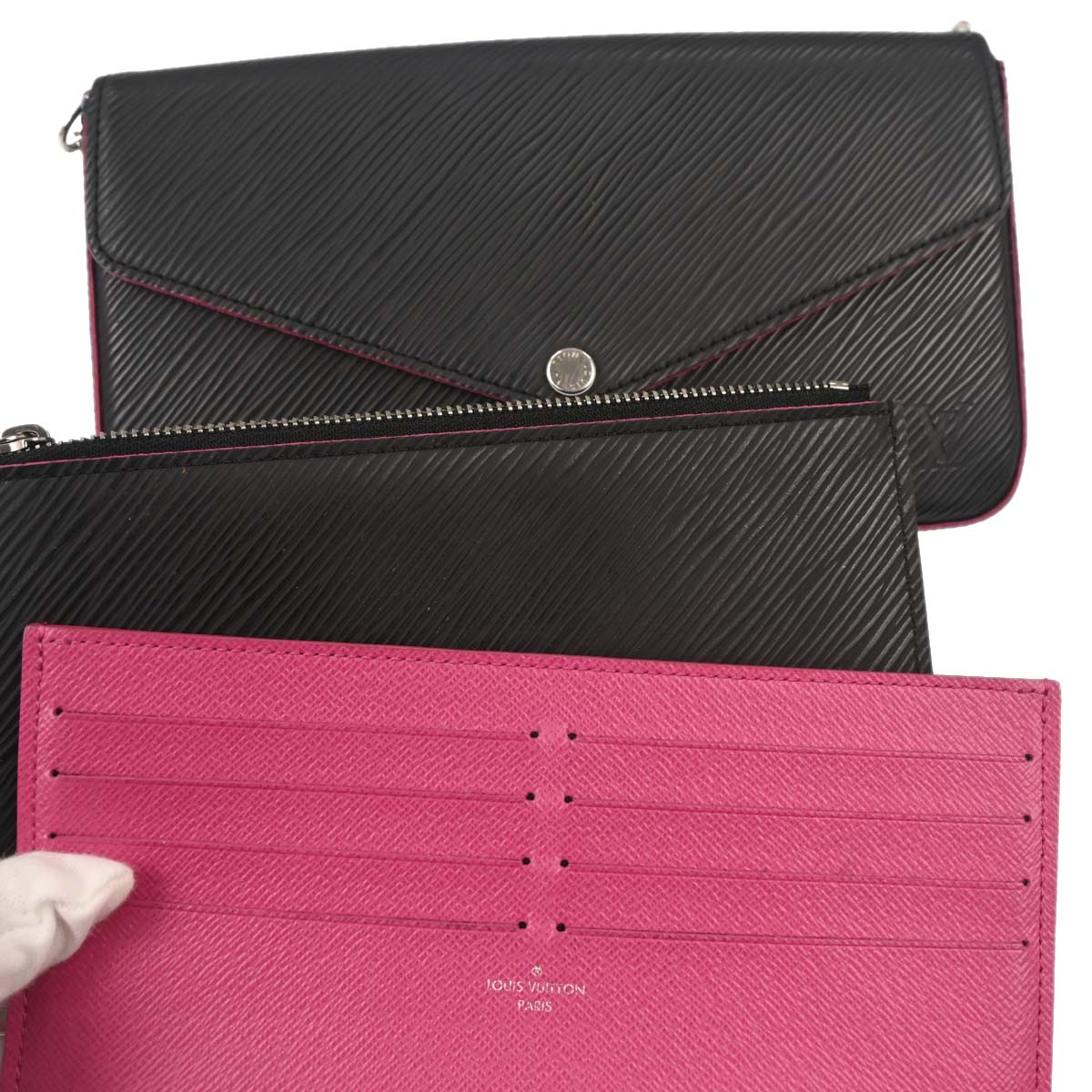 Louis Vuitton 2017 Black Epi Pochette Felicie Shoulder Bag M64579