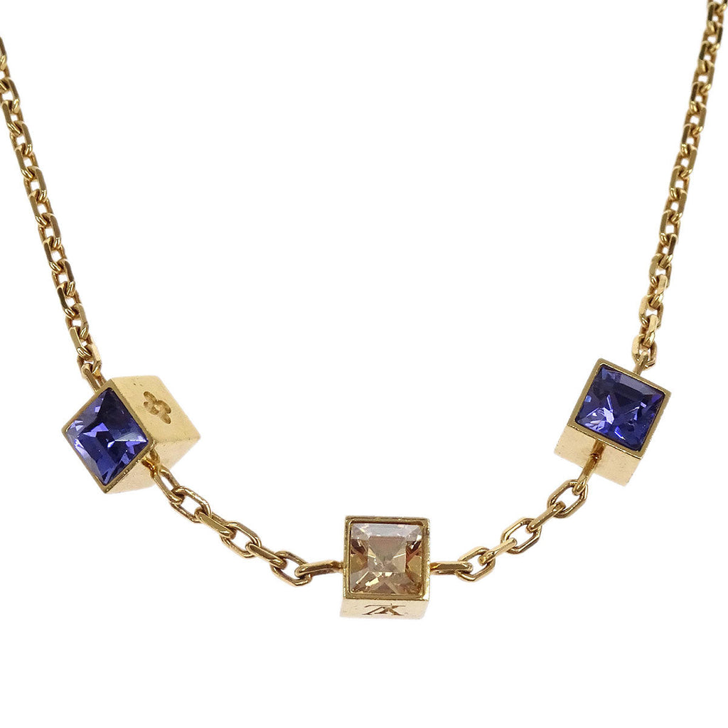 Louis Vuitton 2013 Collier Gamble Necklace Rhinestone Gold M65096 OB0143