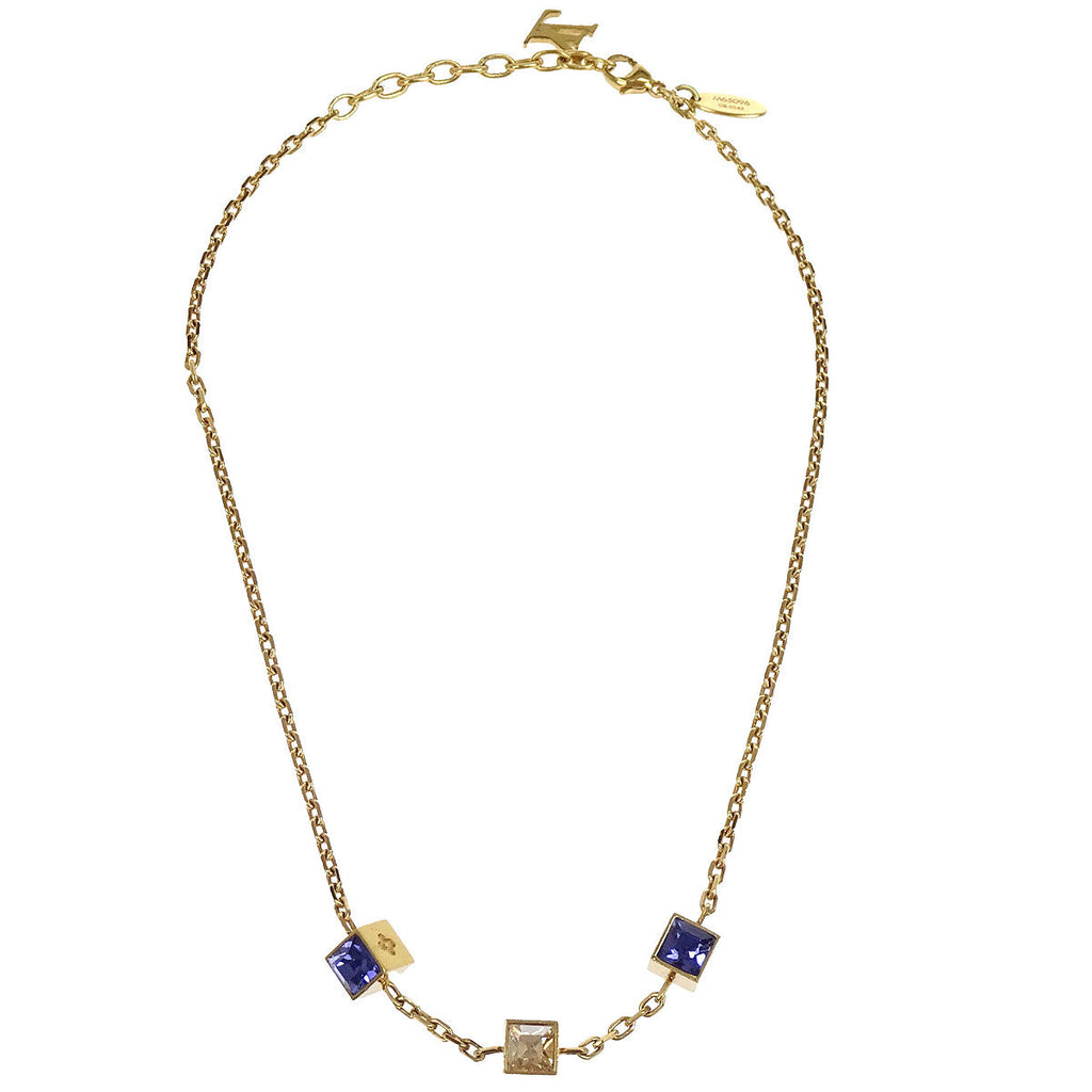 Louis Vuitton 2013 Collier Gamble Necklace Rhinestone Gold M65096 OB0143
