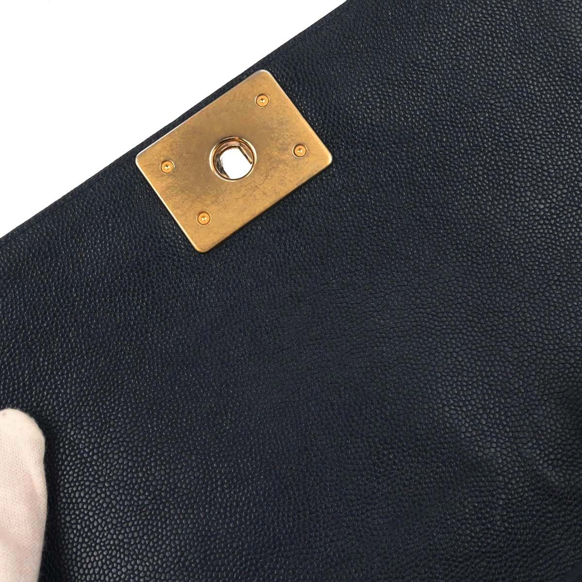 Boy Chanel 2018 Navy Caviar Skin Medium Shoulder Bag