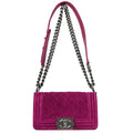 Boy Chanel 2012-2013 Pink Velvet Small Chain Shoulder Bag