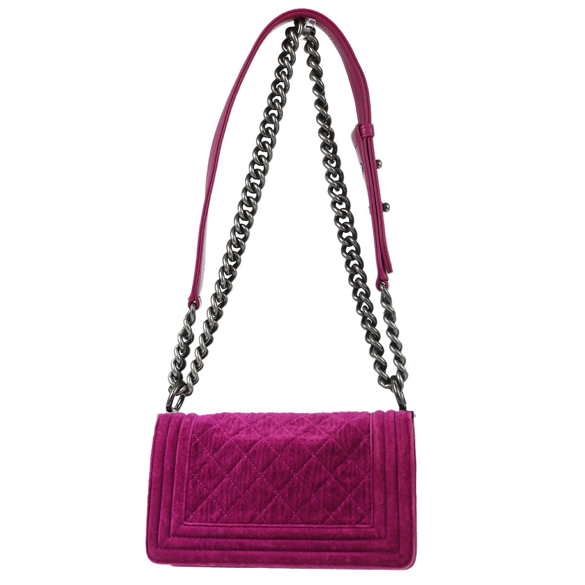 Boy Chanel 2012-2013 Pink Velvet Small Chain Shoulder Bag