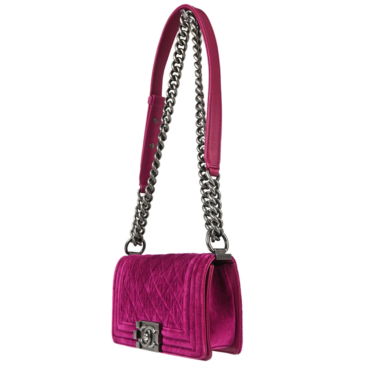 Boy Chanel 2012-2013 Pink Velvet Small Chain Shoulder Bag