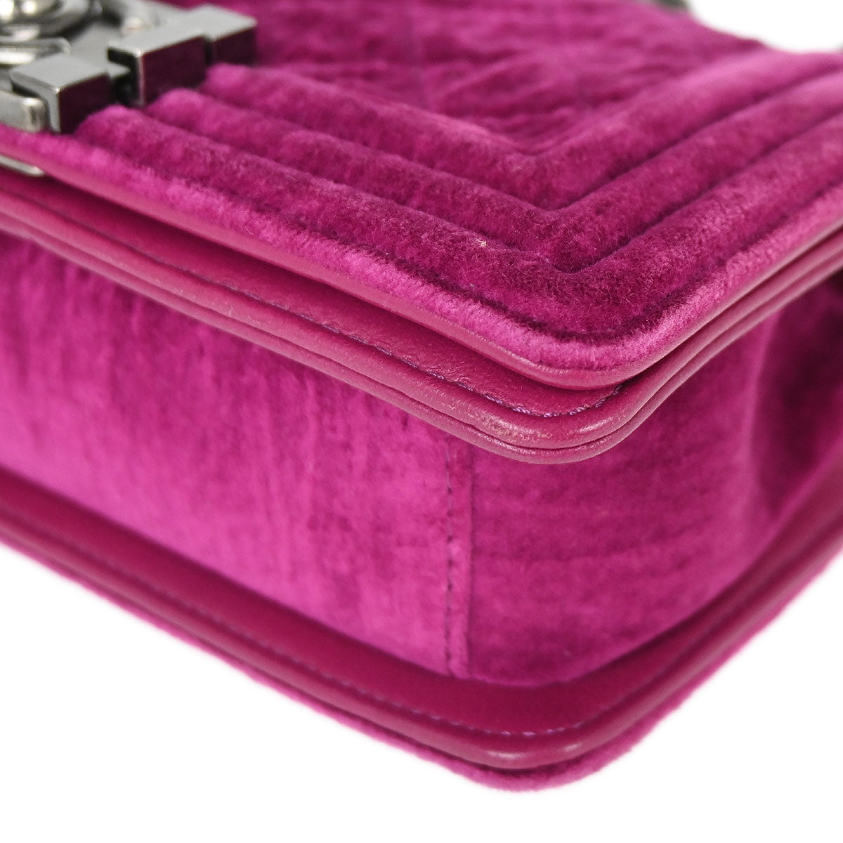 Boy Chanel 2012-2013 Pink Velvet Small Chain Shoulder Bag