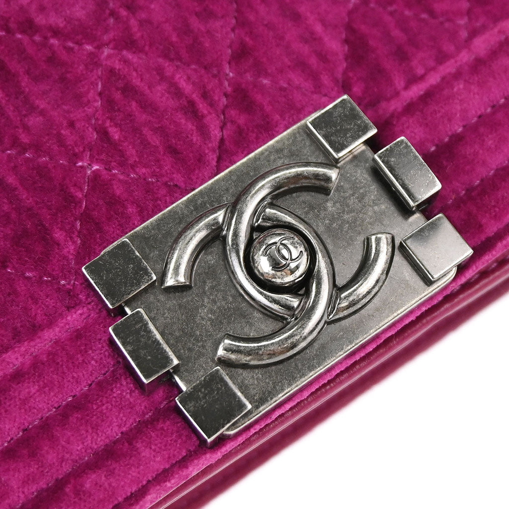 Boy Chanel 2012-2013 Pink Velvet Small Chain Shoulder Bag