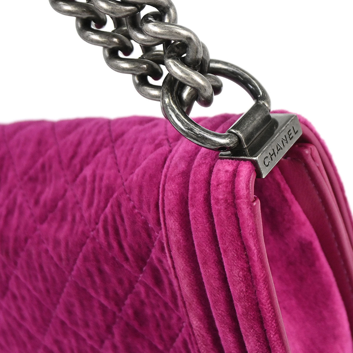 Boy Chanel 2012-2013 Pink Velvet Small Chain Shoulder Bag