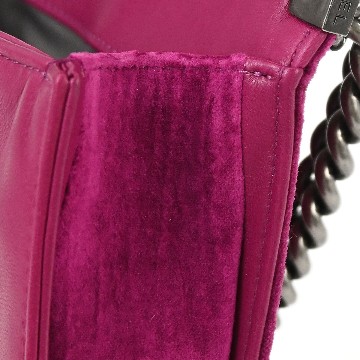 Boy Chanel 2012-2013 Pink Velvet Small Chain Shoulder Bag