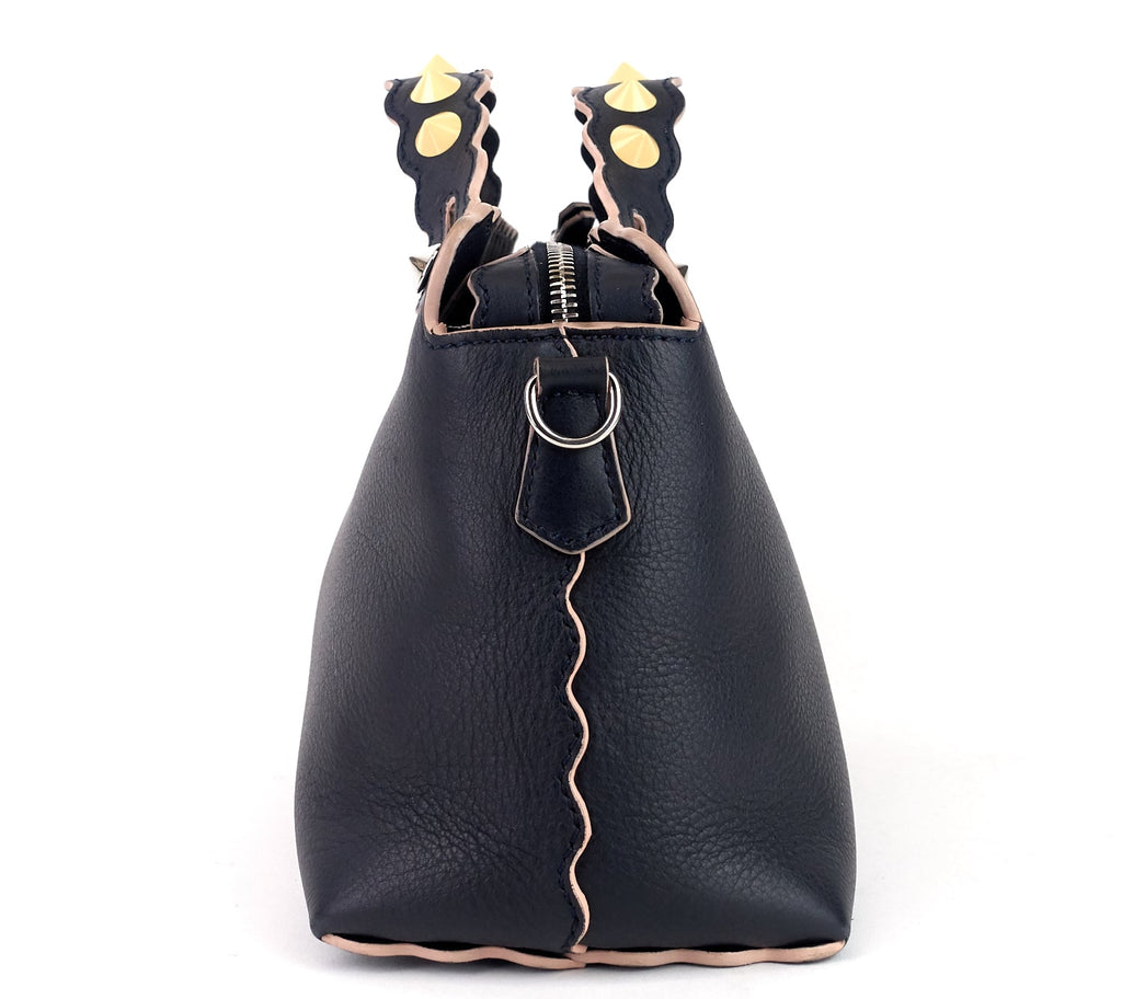 Fendi Black Leather Small Pearl Embellished By The Way Satchel