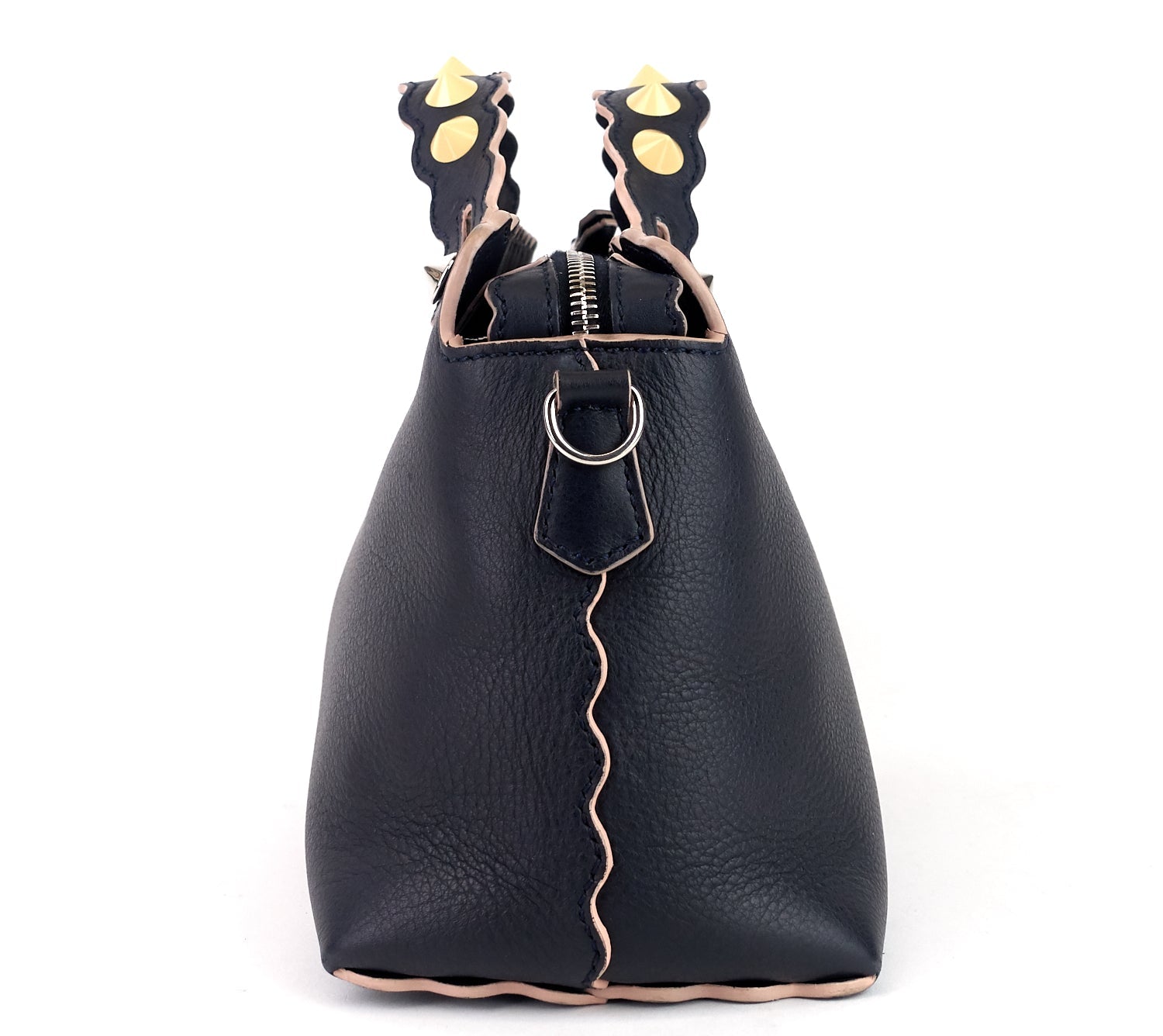 Fendi Black Leather Small Pearl Embellished By The Way Satchel