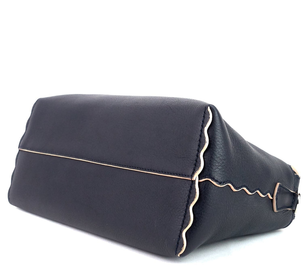 Fendi Black Leather Small Pearl Embellished By The Way Satchel