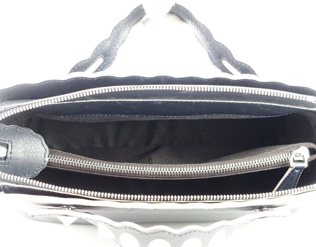 Fendi Black Leather Small Pearl Embellished By The Way Satchel