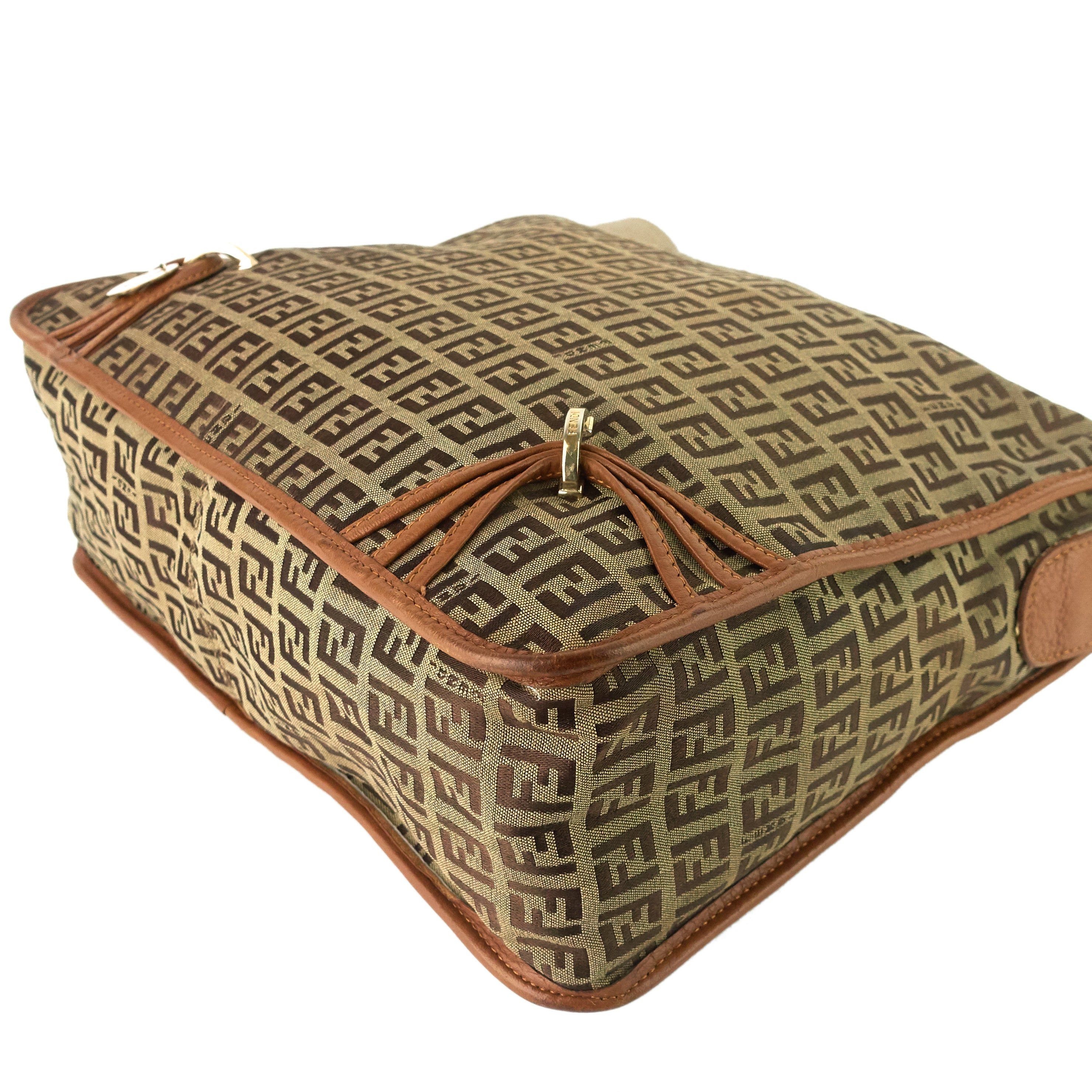 FENDI F Charm Zucchino Canvas Crossbody Bag