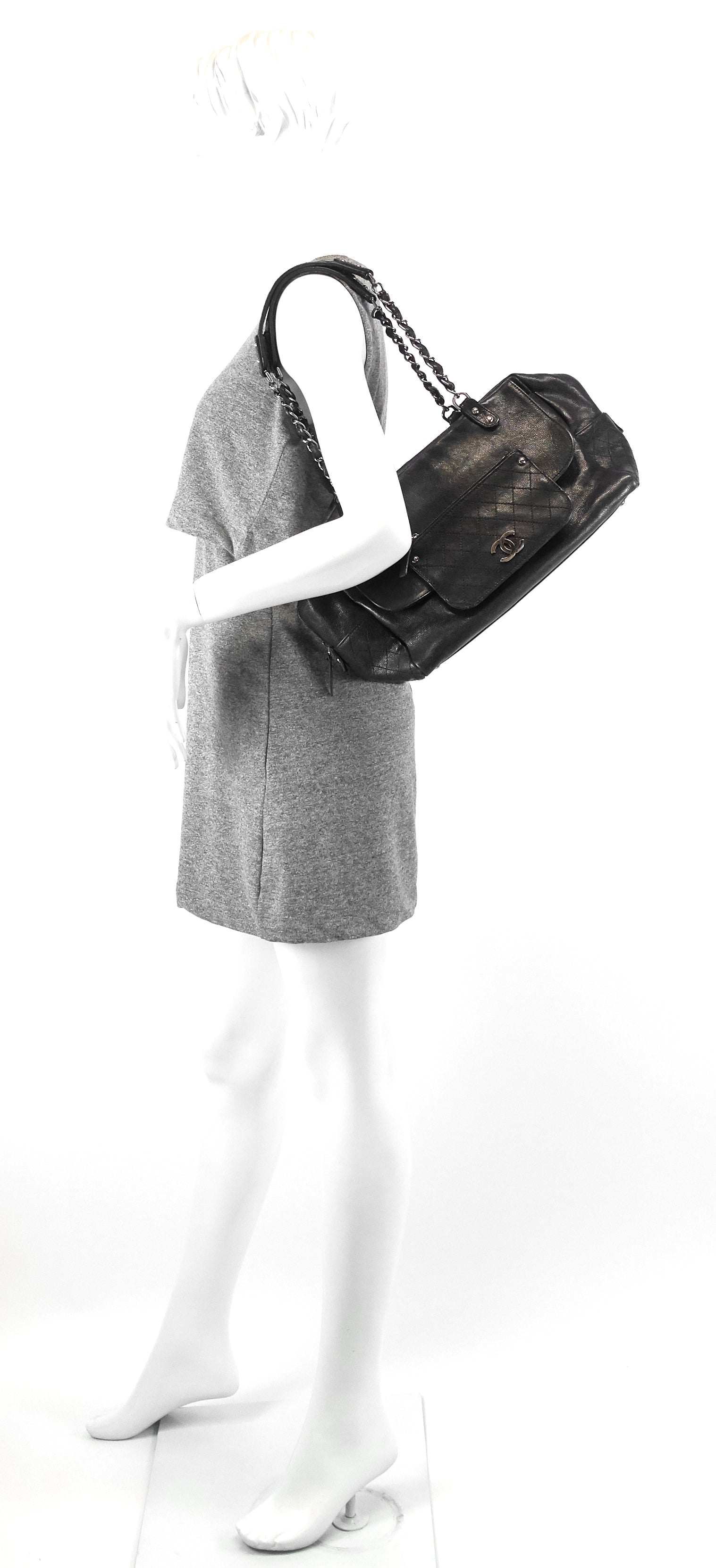 Chanel Dark Brown Leather Pocket in the City Shoulder Bag