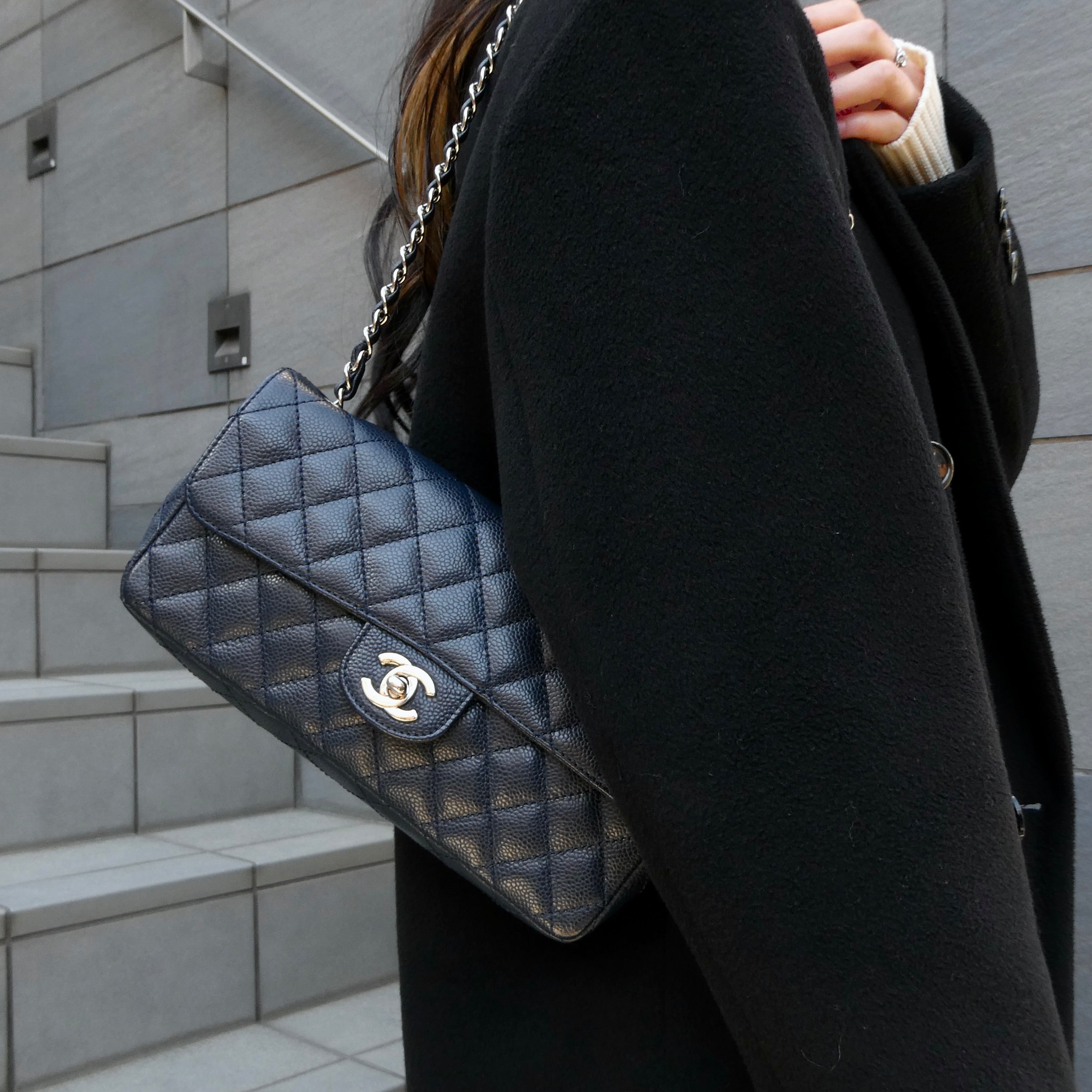 CHANEL 2005-2006 East West Navy Caviar