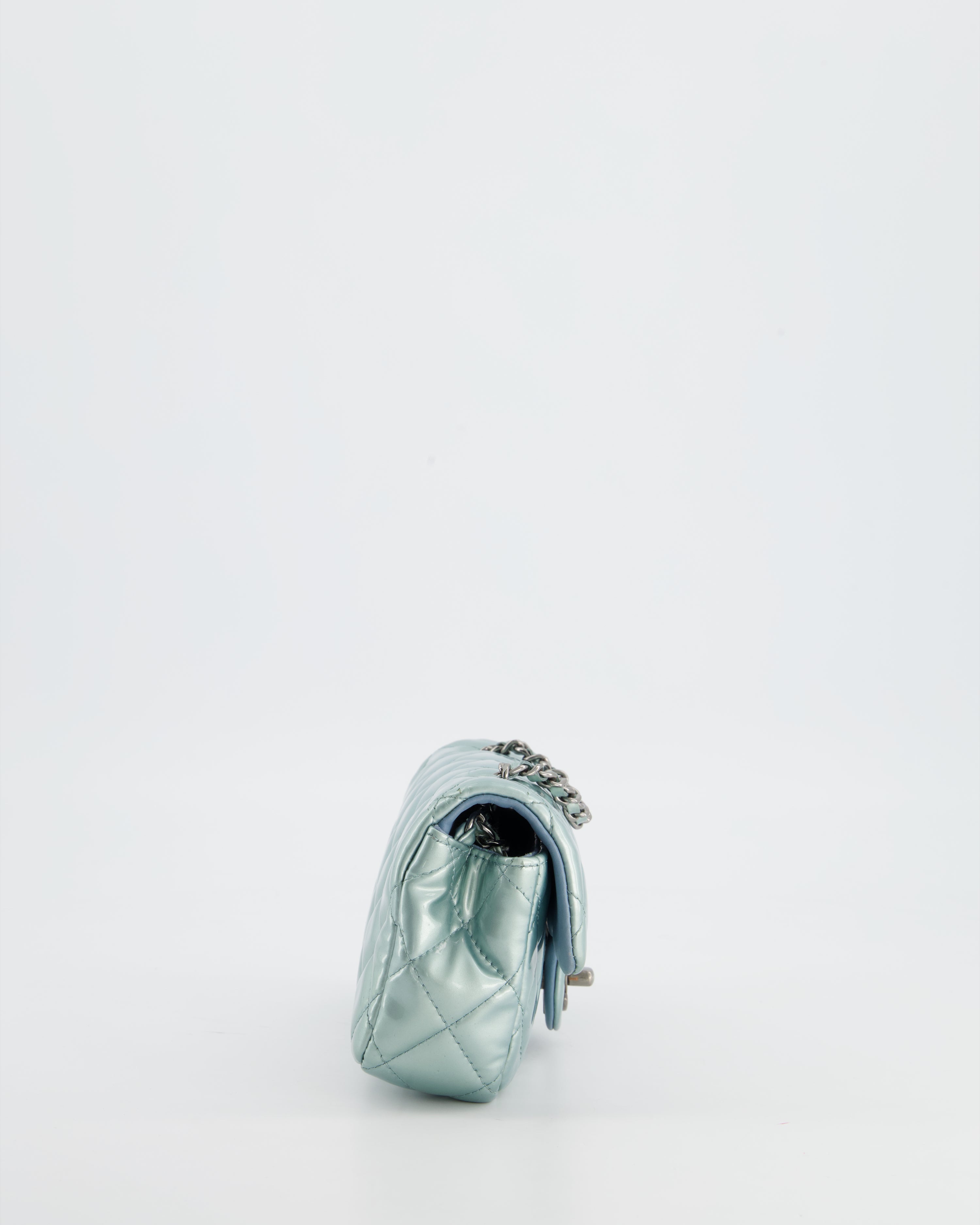 Chanel Pearl Light Blue Mini Rectangular Flap Bag with  Ruthenium Hardware