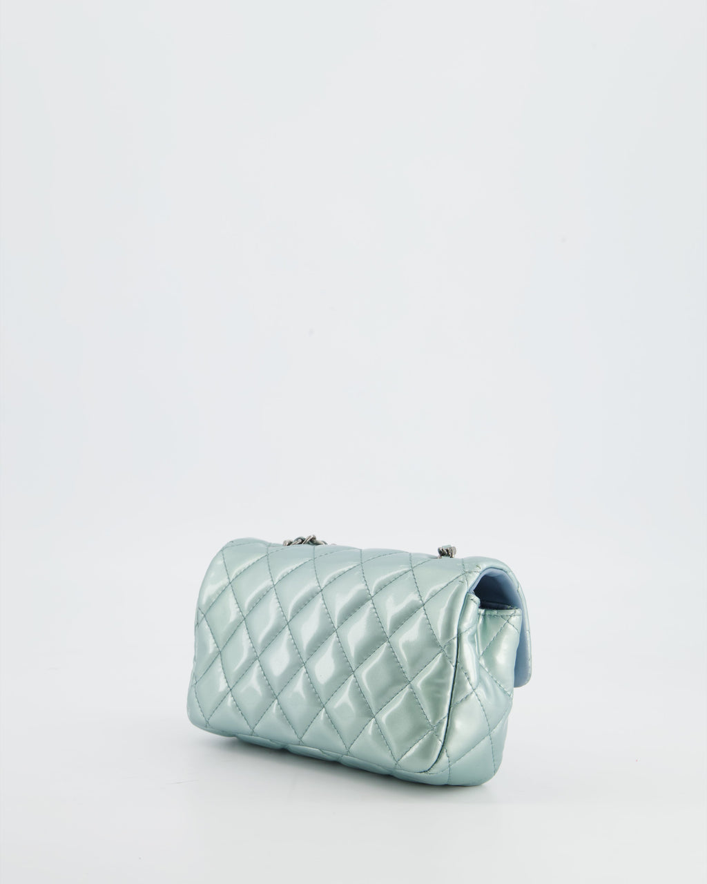 Chanel Pearl Light Blue Mini Rectangular Flap Bag with  Ruthenium Hardware