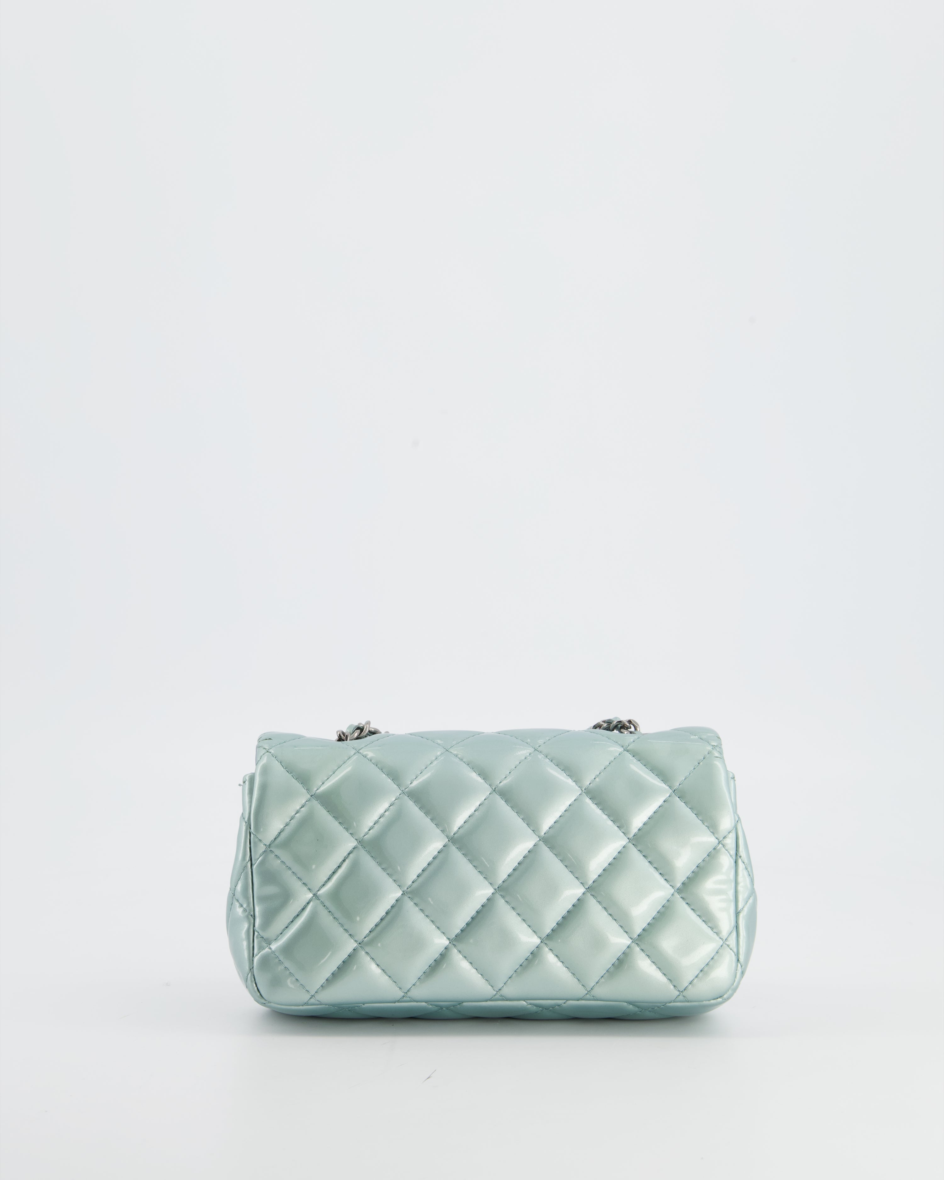 Chanel Pearl Light Blue Mini Rectangular Flap Bag with  Ruthenium Hardware