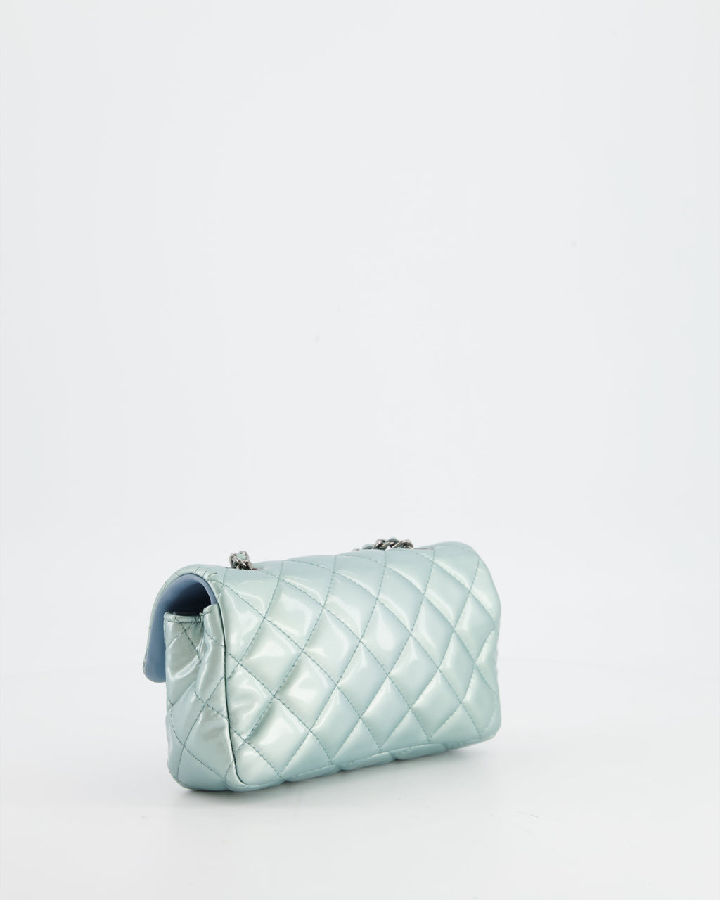 Chanel Pearl Light Blue Mini Rectangular Flap Bag with  Ruthenium Hardware