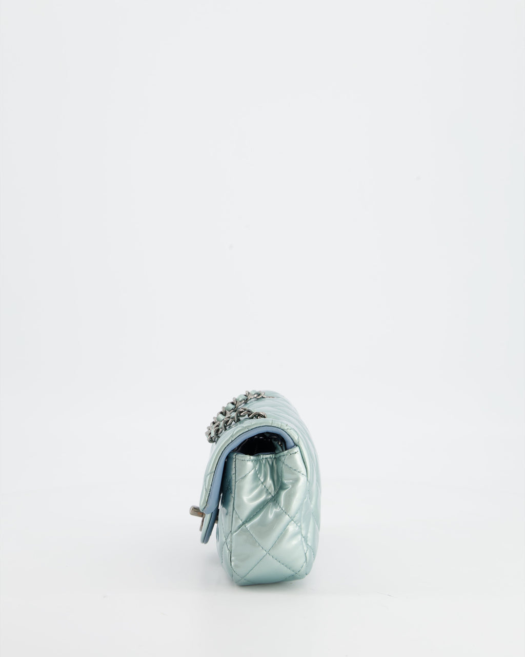 Chanel Pearl Light Blue Mini Rectangular Flap Bag with  Ruthenium Hardware