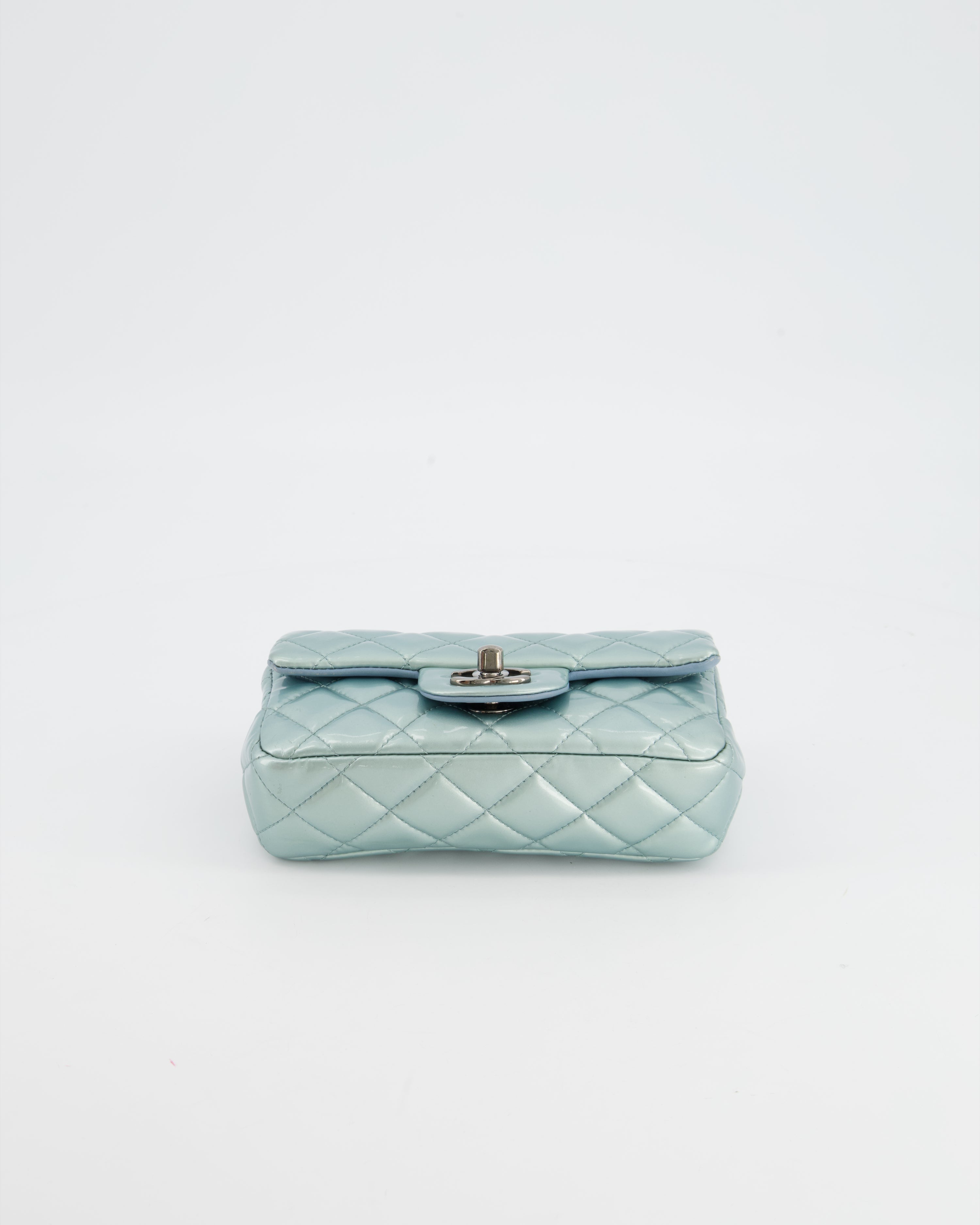 Chanel Pearl Light Blue Mini Rectangular Flap Bag with  Ruthenium Hardware